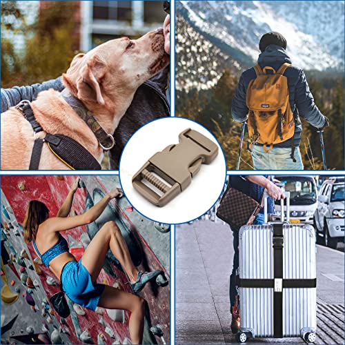 Eviznbou 10M Gurtband 25mm Nylon Gurtband mit 10 Paar Kunststoff Schnallen, 20 Tri-Glide-Schieber für Rucksack Gepäckgurten Tasche Hundehalsband Rucksackersatz (Bräunen)