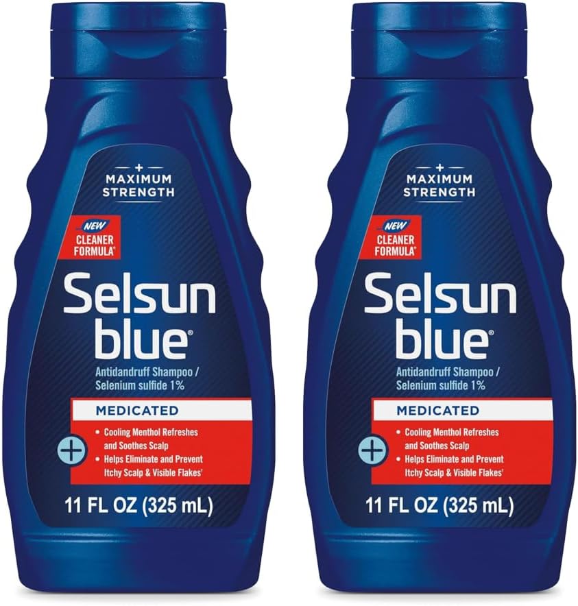 Medicated Anti-dandruff Shampoo with Menthol, 11 fl. oz., Maximum Strength, Selenium Sulfide 1% (Pack of 2)