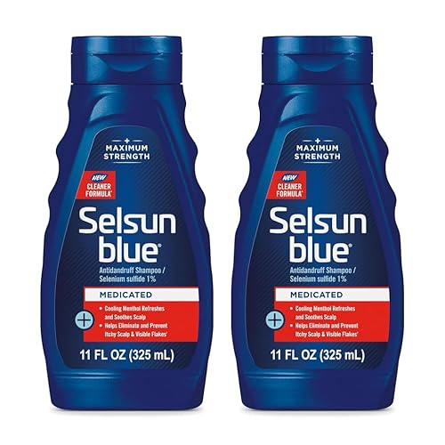 Selsun Blue Champú anticaspa medicado con mentol, 11 fl. oz., Máxima fuerza, sulfuro de selenio 1% (paquete de 2)