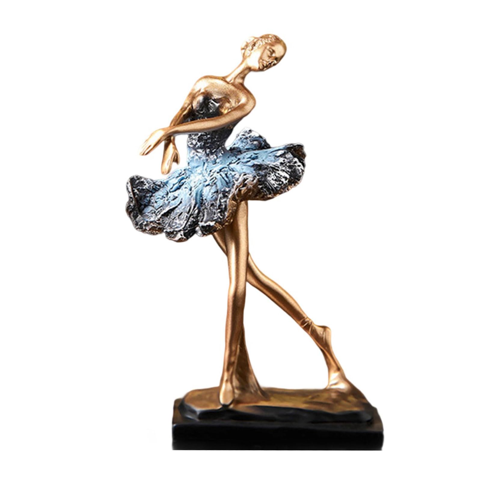 COOLHOOD 2 Artistic Ballet Dancer Figurine Resin Craft Statue for Entryway Bookcase Accent Display Artistic Ballet Sculpture for Living Room