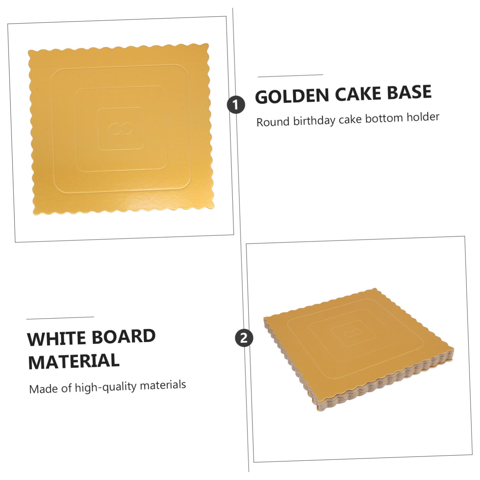 ABOOFAN 10 Plateaux à Gâteaux Carrés en Carton Doré, Support Solide pour Gâteaux, pour Présentation et Emballage, Lot de 10, Style Élégant
