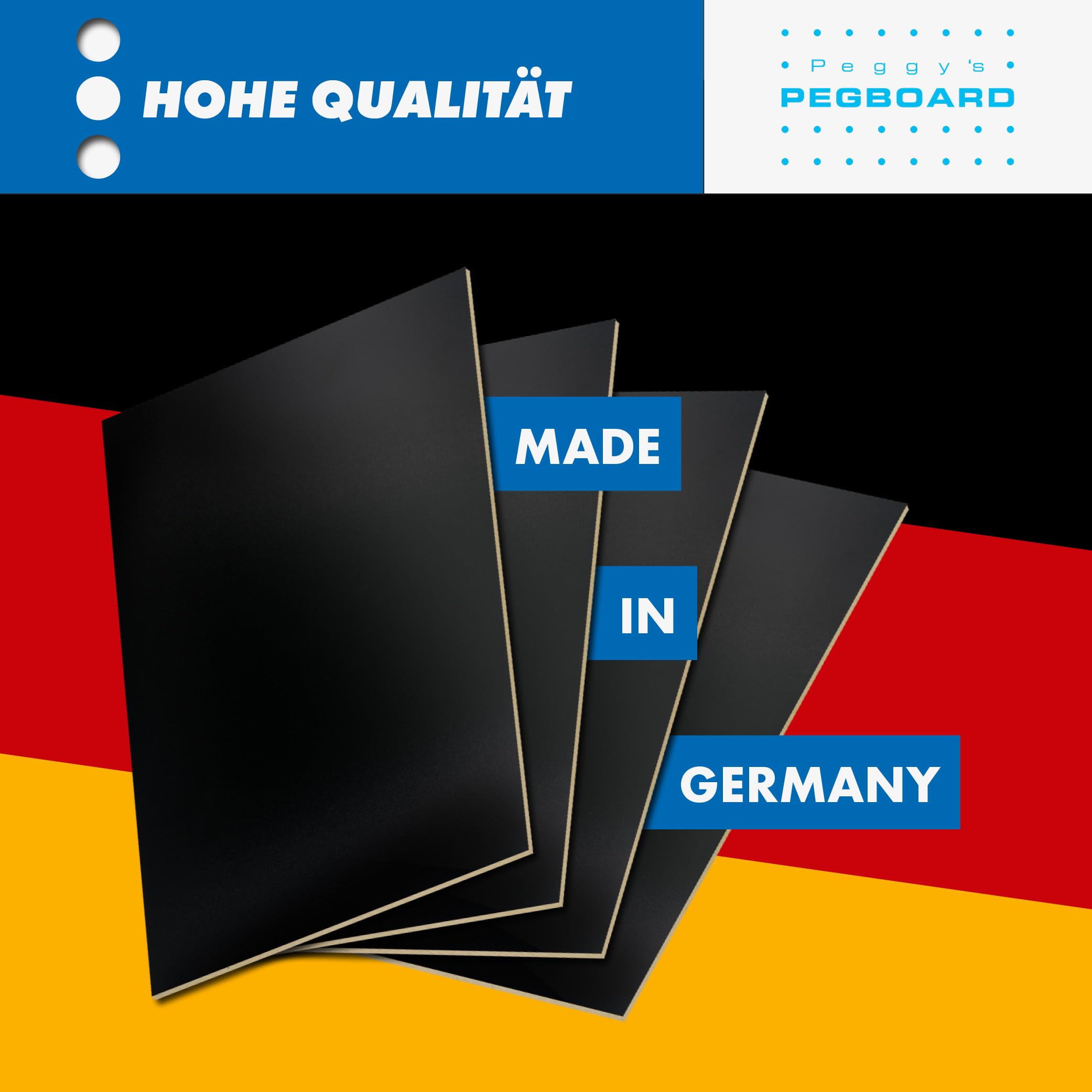 PEGBOARD MDF Zuschnitte 42 x 30 x 0,3cm 20er Set | 10/20 / 30 Stück MDF-Platten 3 mm einseitig schwarz lackiert - mdf 3mm für Lasergravur, CNC-Bearbeitung, Fräsen, Basteln | Made in Germany