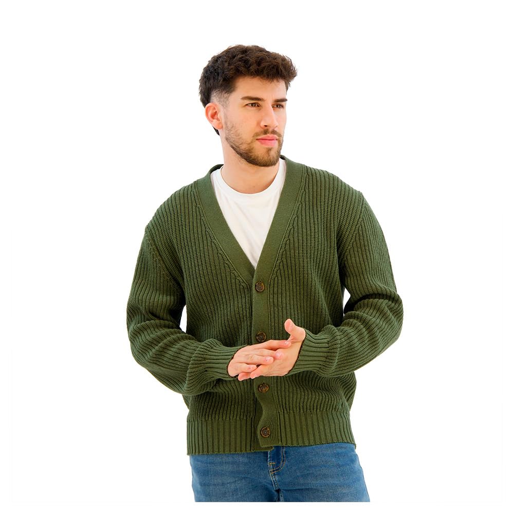 HUGO Herren Sonnick Relaxed-Fit Strickjacke mit Rippstruktur