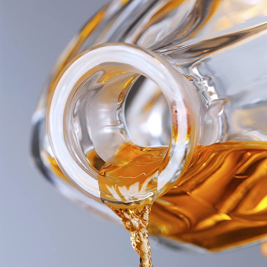 KAHAAN Whiskey Decanter 1000ml European Diamond Crystal Clear for Whiskey Scotch Liquor Vodka Wine Bourbon Beer Tequila Rum Wine Decanter- 1pc, Clear. 4