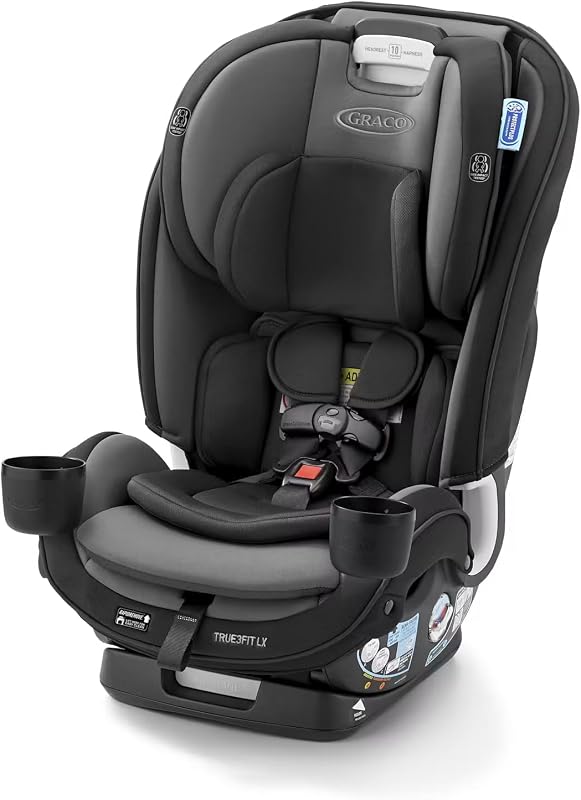 Asiento de auto Slimfit Graco True3Fit LX 3 en 1, orientado hacia atrás, orientado hacia delante al asiento elevador de respaldo alto, ft. Bar Antirrebote en Gotham