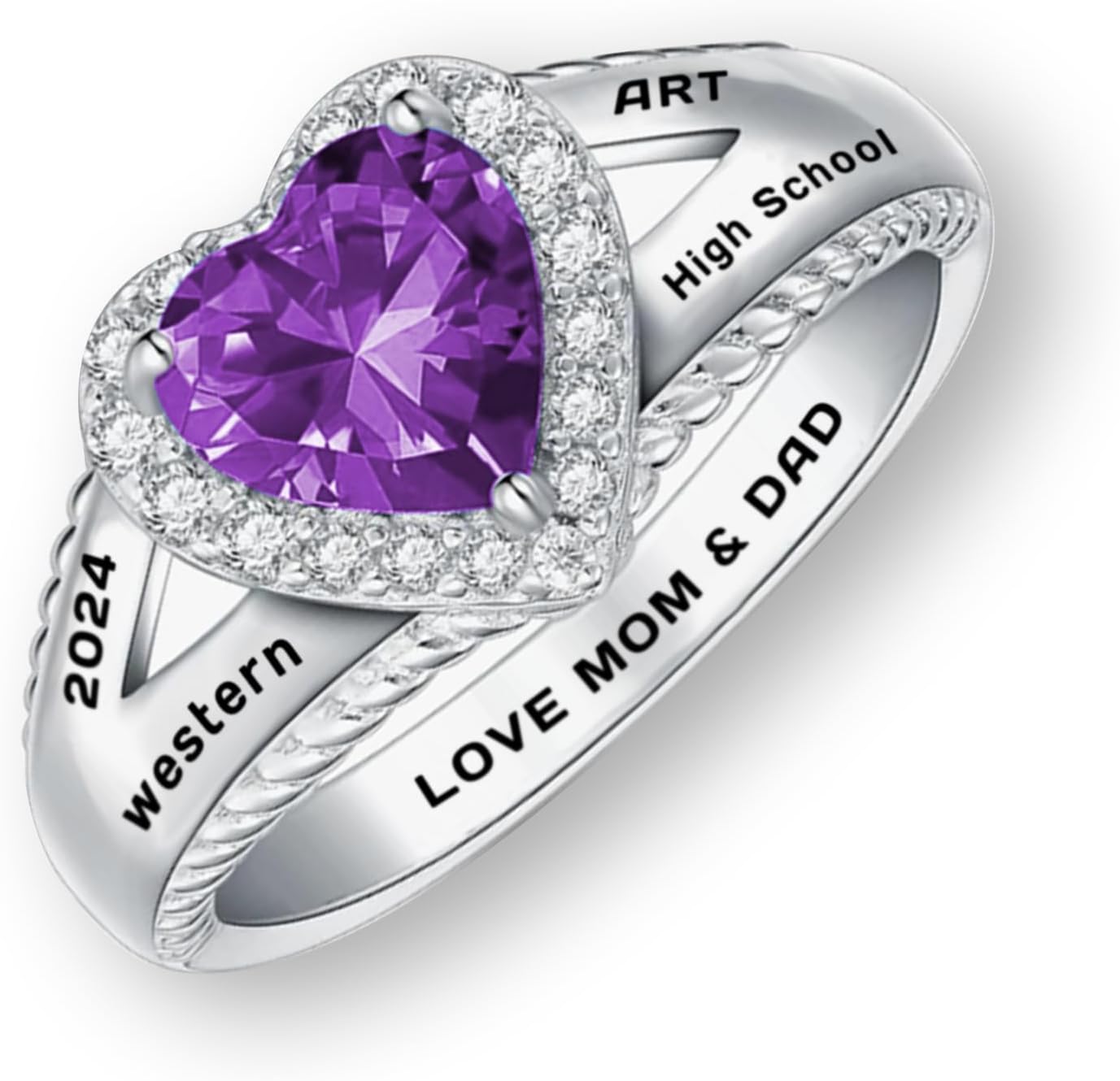 925 Sterling Silver Class Ring for Women High School College Graduation Rings Personalized Senior Class Of 2024 Ring Graduation Gifts