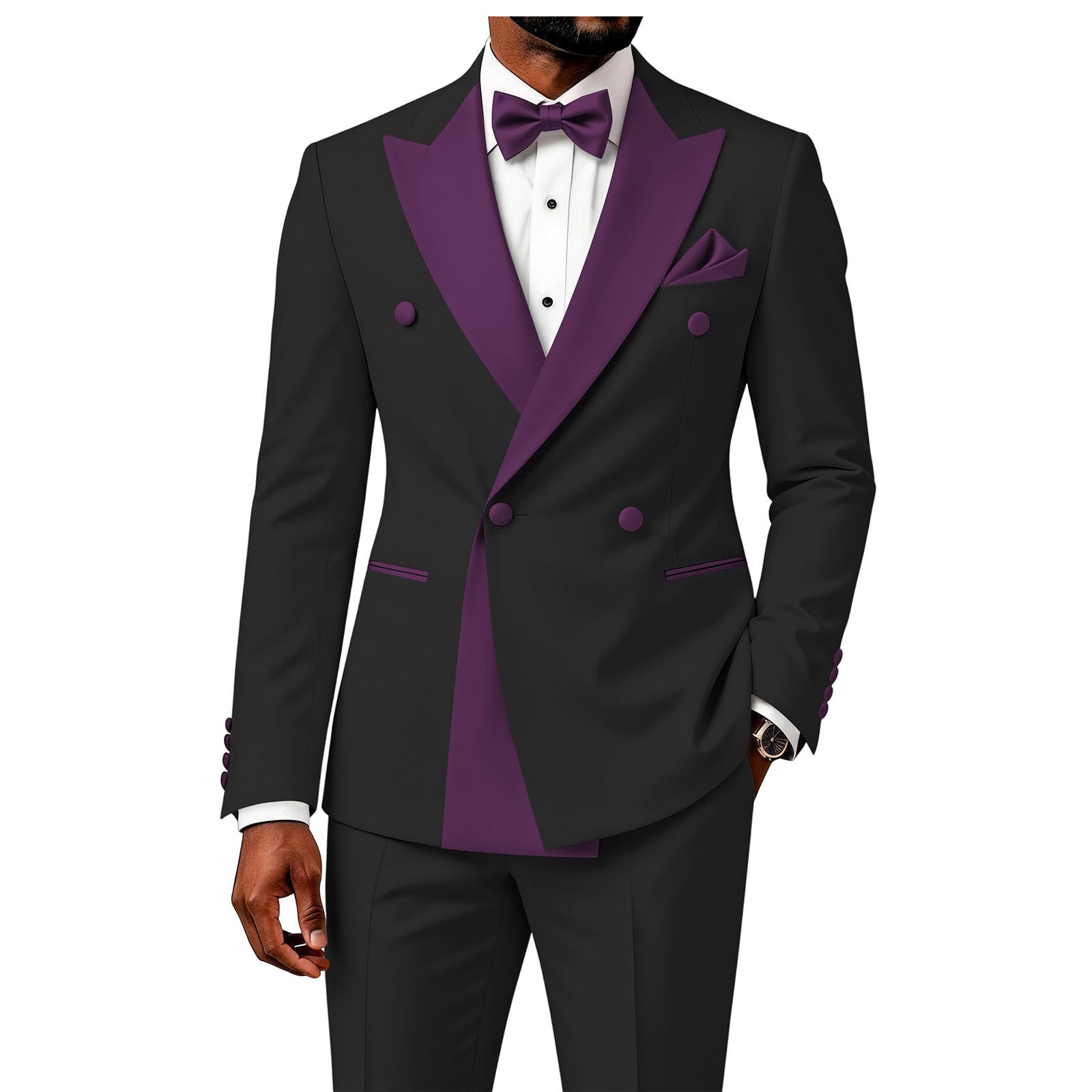 2 Piece Double Breasted Suit for Men Blazer Pants Tuxedo for Wedding Prom