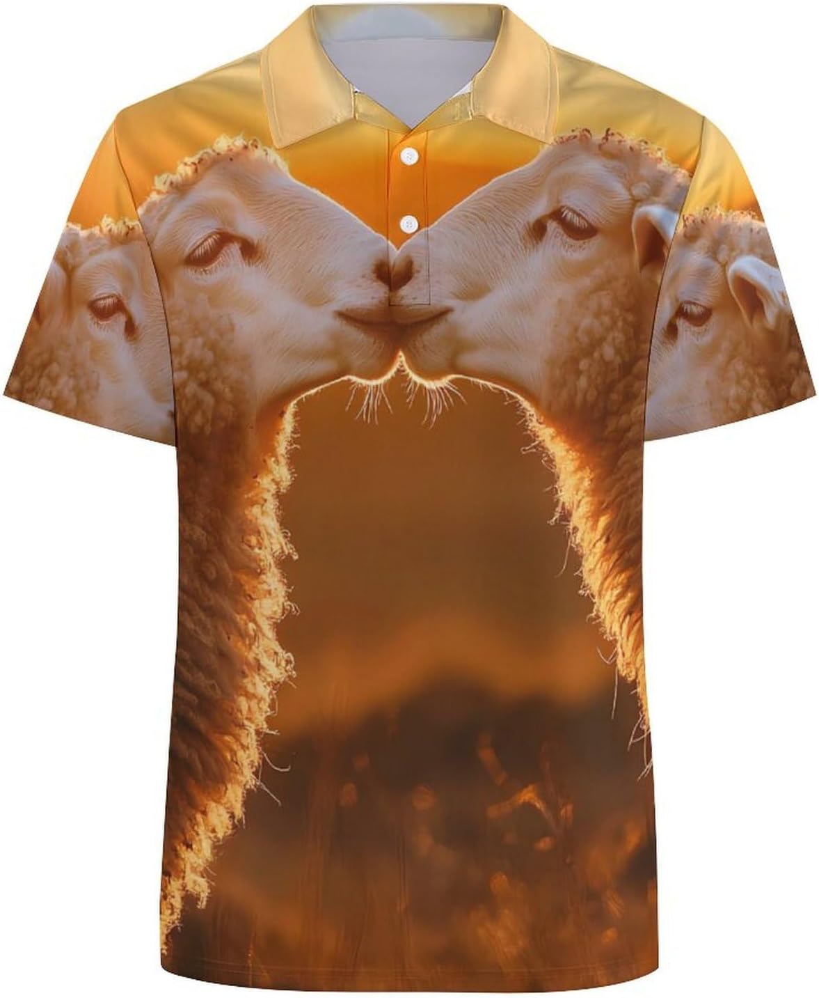 Sheep Kissing Sunset Women's Golf Polo Shirts Short Sleeve Quick Dry Tennis Tops Casual Work Blouses