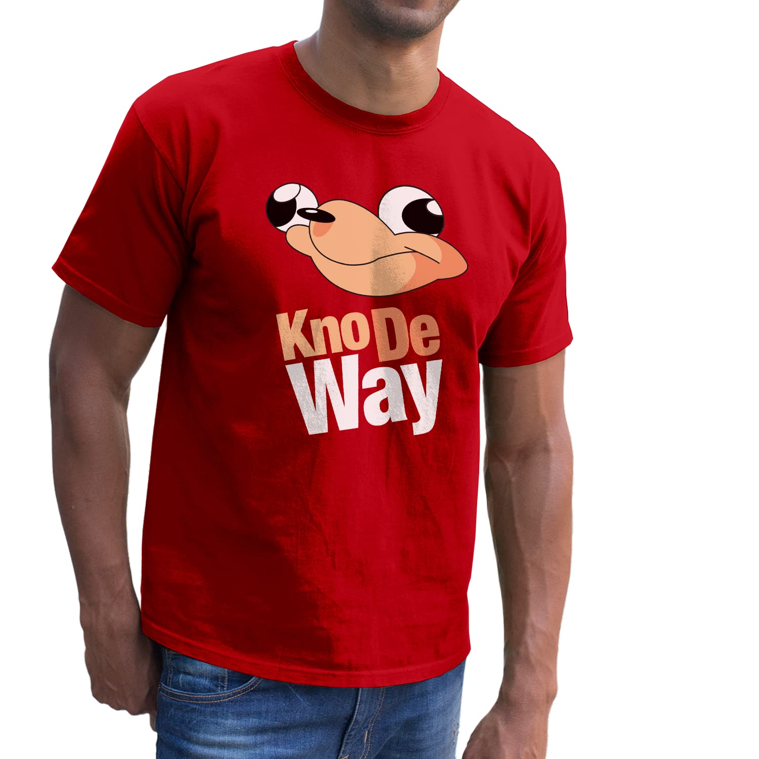 SMARTYPANTS Kno De Way Tshirt Top Red Ugandan Knuckles Cartoon Meme Online Game Funny Joke Fun Hilarious Phrase Saying Gregzilla Do You Know The Way? Gift Present (Small, Red Prime)