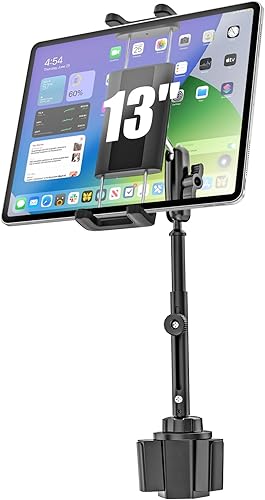 Soporte para portavasos para iPad de alta resistencia ajuste de altura soporte de metal para portavasos de brazo largo de metal, soporte para