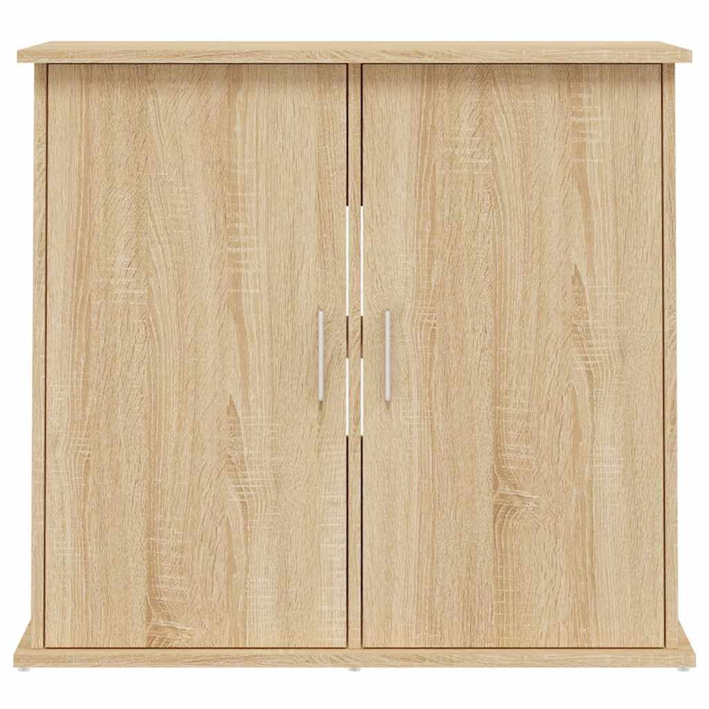 Soporte para acuario, roble Sonoma, material de madera, 81 x 36 x 73 cm, con espacio de almacenamiento y compartimentos para accesorios de acuario, armario inferior estable como estante, mesa