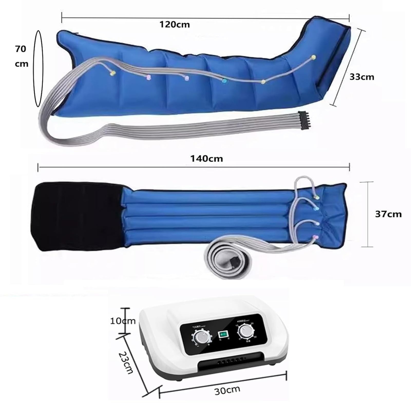 Masajeador de piernas de compresión de aire, tratamiento de presoterapia para linfedema y lipedema, botas de compresión de presión ajustables para alivio de piernas y pies