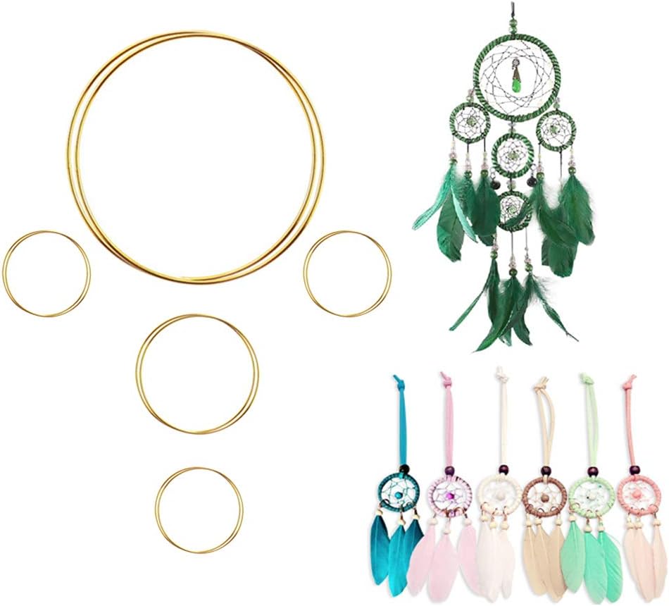 10 Pieces Metal Rings Hoops Macrame Ring for Dream Catchers and Crafts, 2 Inch, 3 Inch, 6 Inch (Gold)