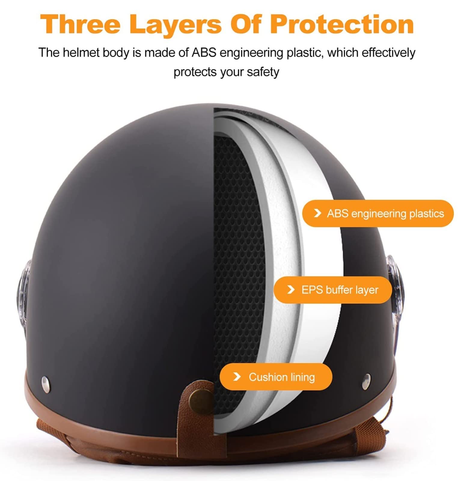 3/4 Motorcycle Jet Style Half Helmet Open Helmet ECE Approved For Adult Men Women Moped Scooter Crash Helmets With Double Sun Visor Helmet G,XXL=60~61CM - View #7