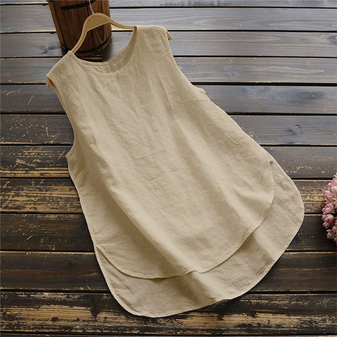Donne Primavera ed estate Gilet Cotone Lino Senza Maniche Top O Collo Top Tubo di Base Top Top Casual Bretelle