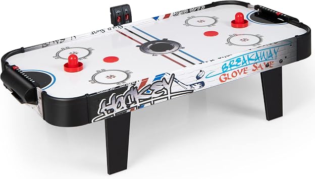 GYMAX Air Hockey Table, 42 Table Top Air Hockey with 2 Pucks, 2 Pushers, LED Scoreboard, Mini Air Hockey Arcade Table Game Room, Dorm Room, Club, Family Recreation Game