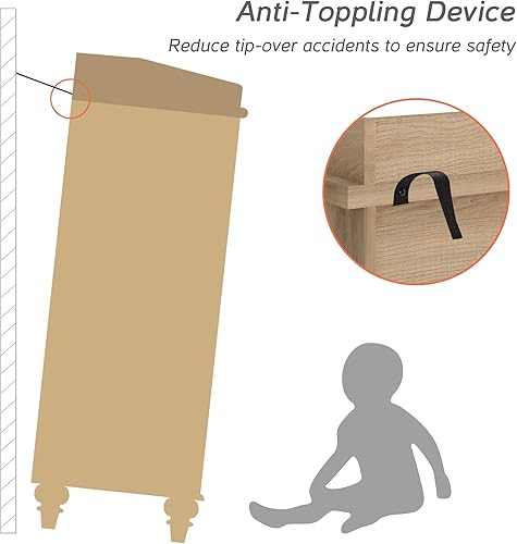 Miniatura 7 de WAMPAT Cómoda de granja para dormitorio con 6 cajones, cómoda para niños con cómoda ancha, soporte de TV de madera clara para sala de estar, armario
