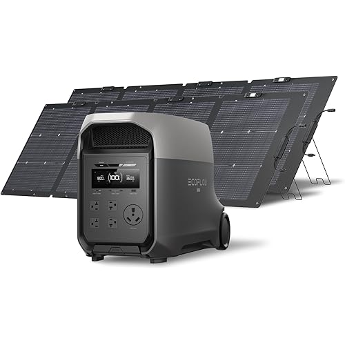 EF ECOFLOW DELTA 3 Ultra Portable Power Station with 2X220W Solar Panels, 3072Wh LiFePO4 Battery, 3600W (Surge 7200W) Output, Solar Generator for Home Use, Camping Accessories, Emergencies & RV Backup