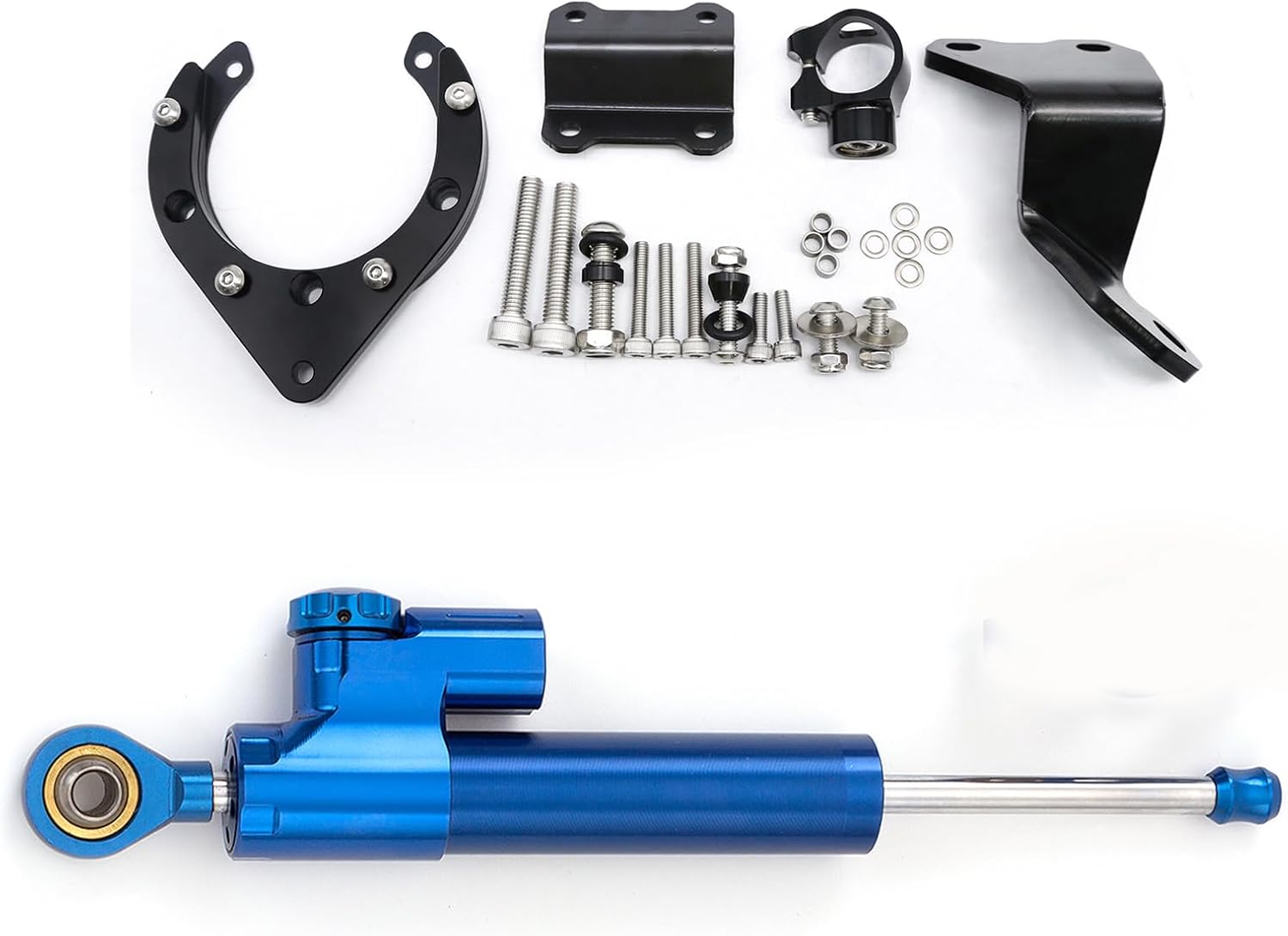 For MT07 FZ07 2020 2021 2022 2023 CNC Motorcycle Steering Damper Stabilizer Buffer Control Bar with Mounting Bracket Support Kit Full Set Gray