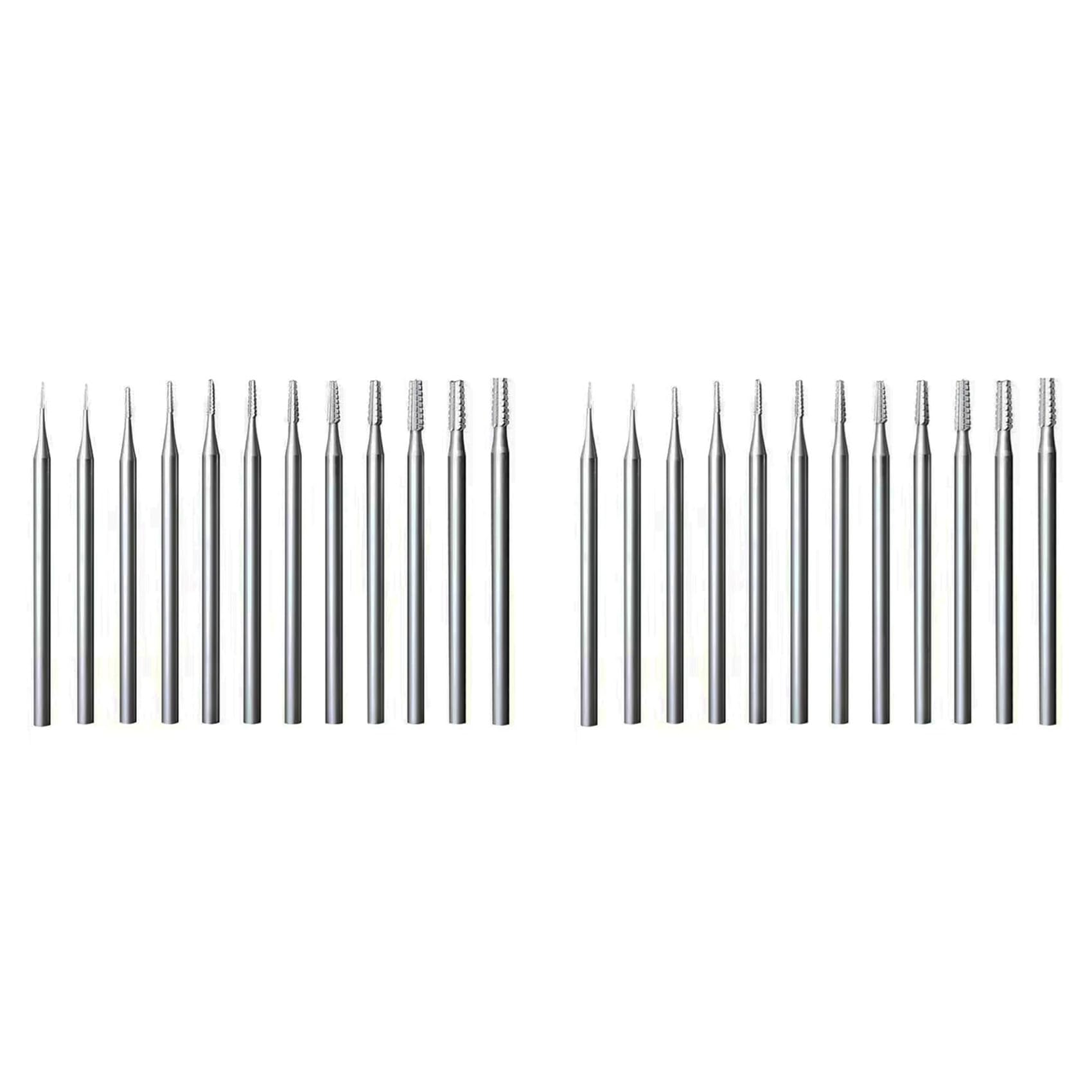 Jnchdghwa Silver 24Pcs Jewerly Burr Sets -3/32Inch Shank Cone Tapered -Cut Shape Lapidary Burr Jewelry Engraving Bits Carving Tools