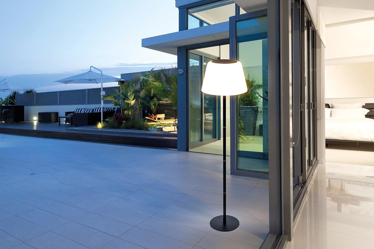 Lunartec LED Stehlampe: 2er-Set Solar-LED-Tisch- & Stehleuchte, Fernbedienung, CCT, 400 lm (Akku Stehlampen, Akku Wohnzimmerleuchte, Farbe)