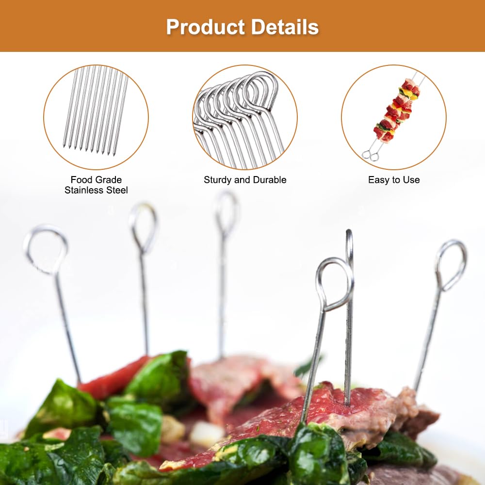 30 Pièces Brochettes Inox,25 cm Brchettes RéUtilisables en Acier Inoxydable,Brochette Pour Griller,Brochette Barbecue pour Grille Barbecue,Viande,Légumes,Facile à Nettoyer