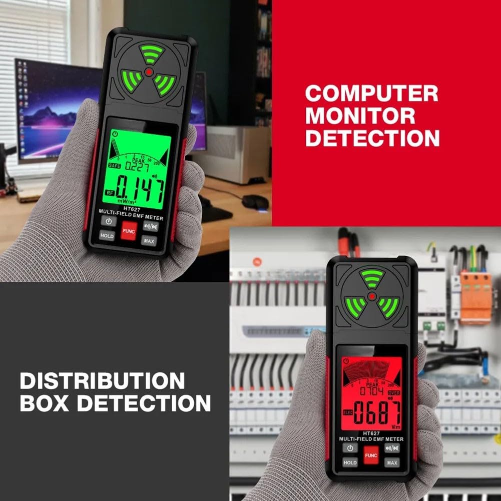 Medidor EMF multifuncional, detecta WiFi, señales 5G y radiación electromagnética de electrodomésticos con pantalla LCD transparente