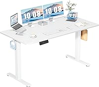 DUMOS 63 Inch Electric Standing Desk: Height Adjustable Sit-Stand Workstation with Memory Presets, White Home Office Gaming Desk
