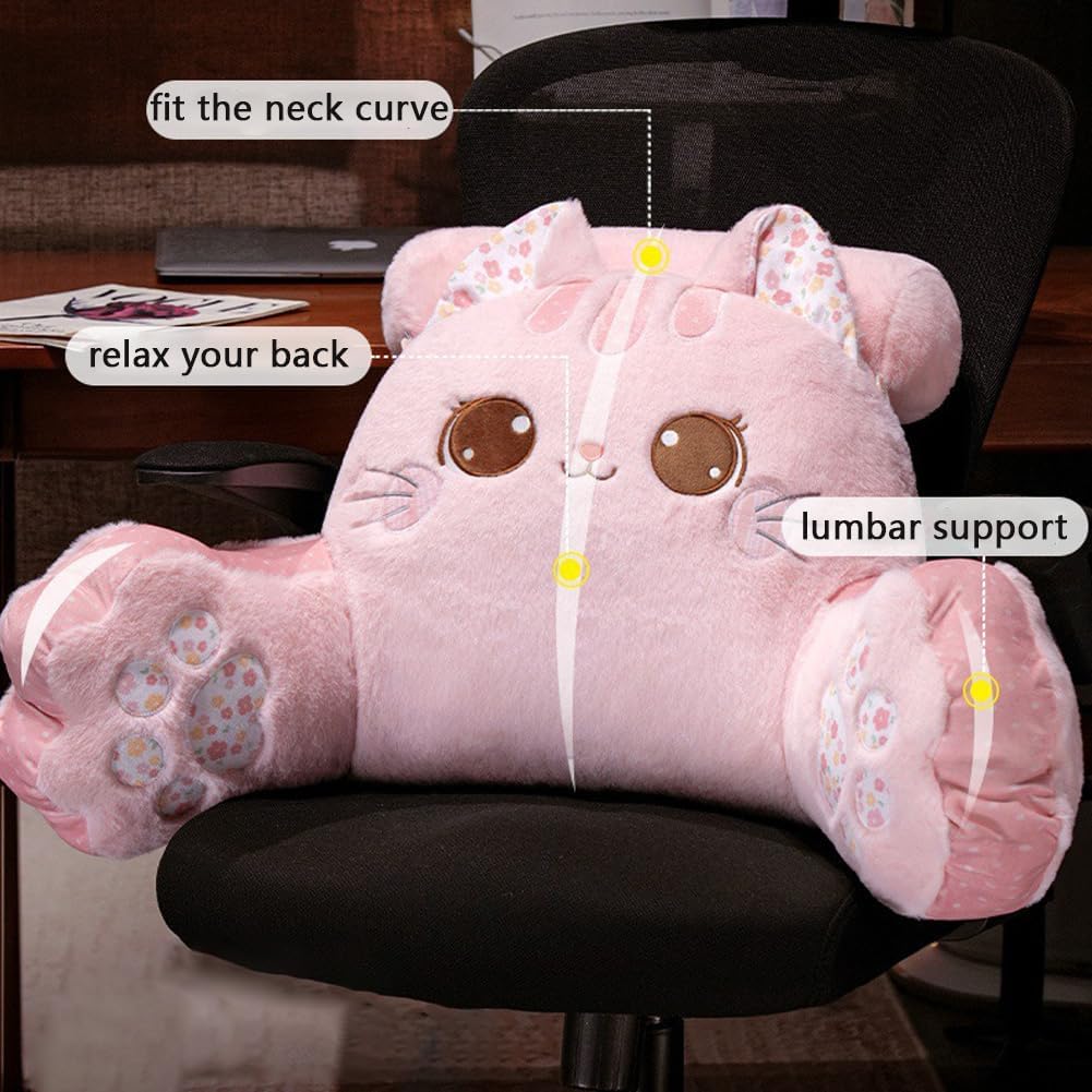 Reading Pillow Back Pillow for Sitting Up in Bed Cat Design Bed Pillow with Arms, Back Support Pillow with Washable Cover Home Decor