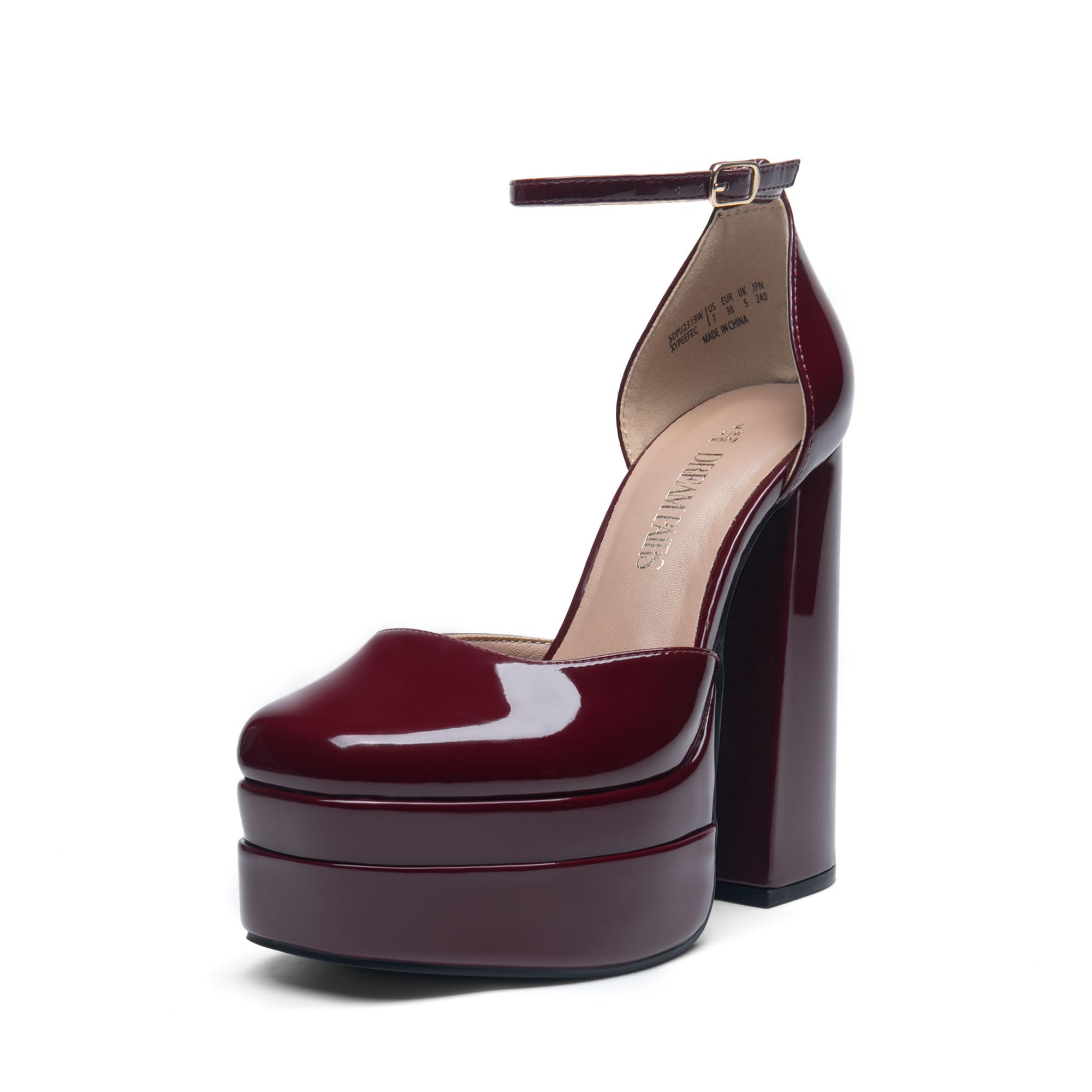 DREAM PAIRS Women's High Platform Closed Toe Heels | Square Toe Ankle Strap Dress Wedding Party Pumps Shoes with 5.5" Height, 1.7" Platform for All-night Glamour