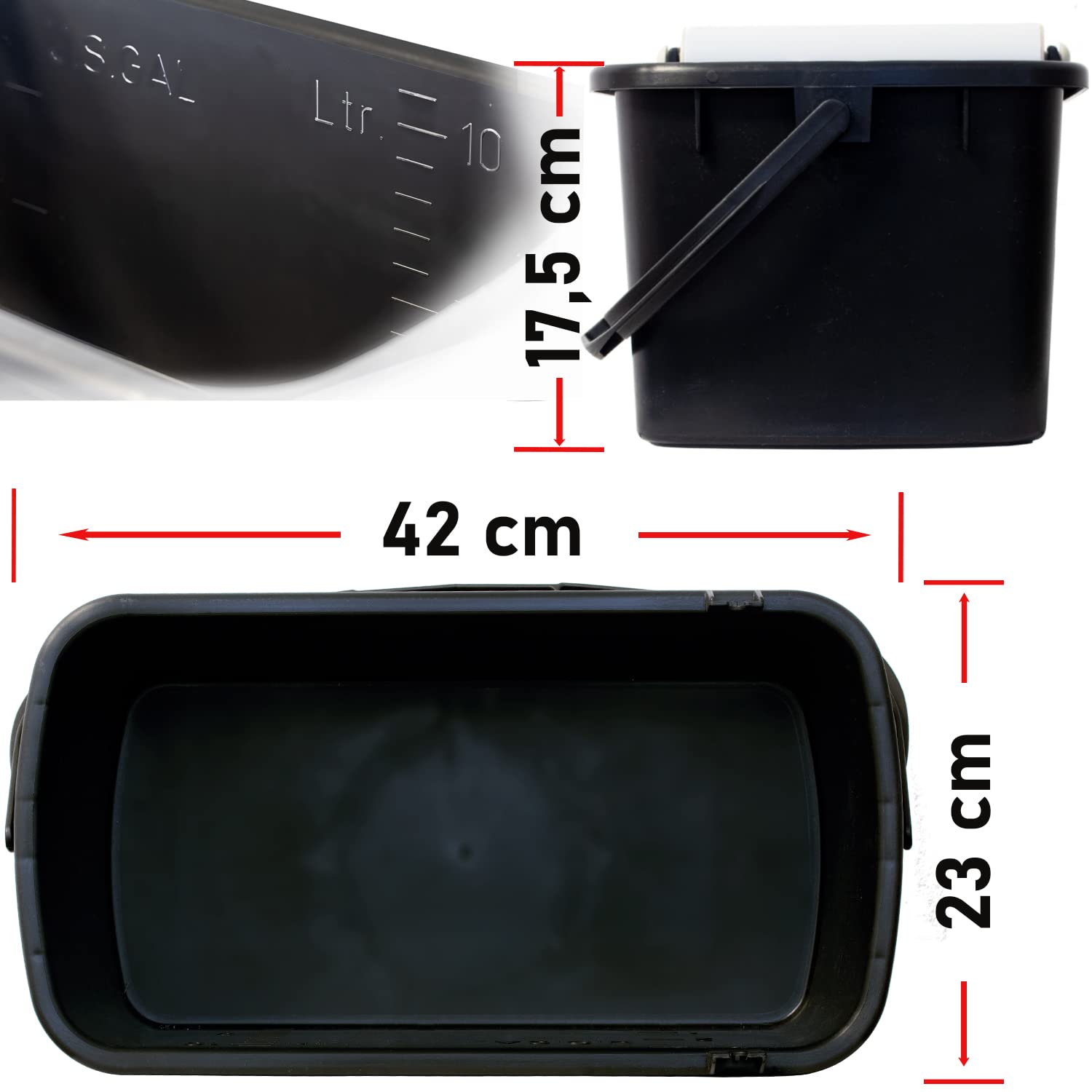 Kronen Hansa Set di lavaggio piastrella (3 pezzi – secchio da 10 litri con inserto a rulli, tappetino 280 x 140 mm, Made in Germany