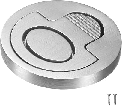 M METERXITY 1-Pack Flush Ring Pull, 2.56 x 1.18 inch Hidden Recessed Handle | Boat Deck Hatch Latch, Stainless Steel, With Screws, Round, For Barn, Pocket, Closet Door