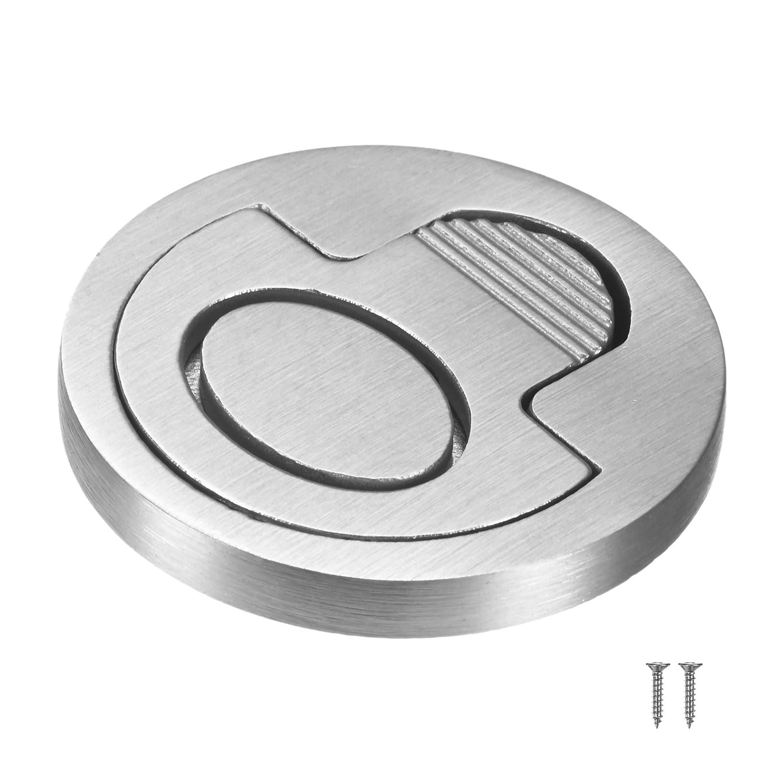 M METERXITY 1-Pack Flush Ring Pull, 2.56 x 1.18 Inch Stainless Steel Recessed Handle with Screws for Barn/Pocket/Closet Door, Round Boat Deck Hatch