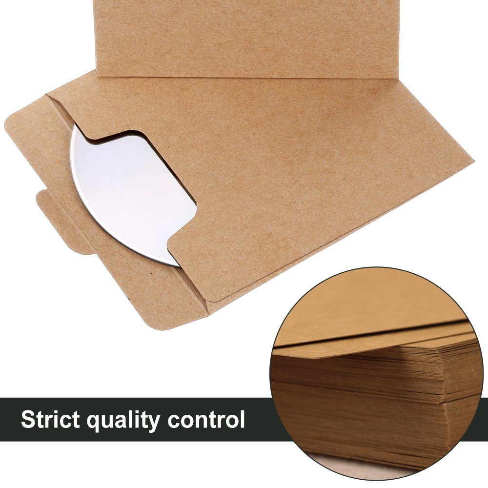 Vastar 100 Packs CD Sleeves Kraft Paper DVD Envelopes, CD Paper Cardboard, Kraft Paper Sleeves