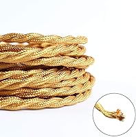 Vista 2 de Cable trenzado cubierto de tela para lámpara de 25 pies, cable eléctrico industrial vintage 18/2, calibre 18 estilo antiguo para lámpara retro, Latón