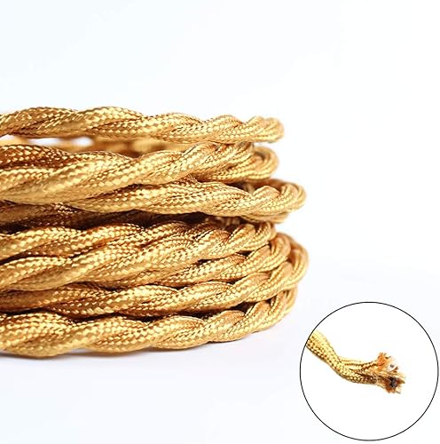 Miniatura 2 de Lámpara cubierta de tela de 25 pies, cable eléctrico industrial vintage 182, calibre 18, estilo antiguo para lámpara retro, proyectos de bricolaje