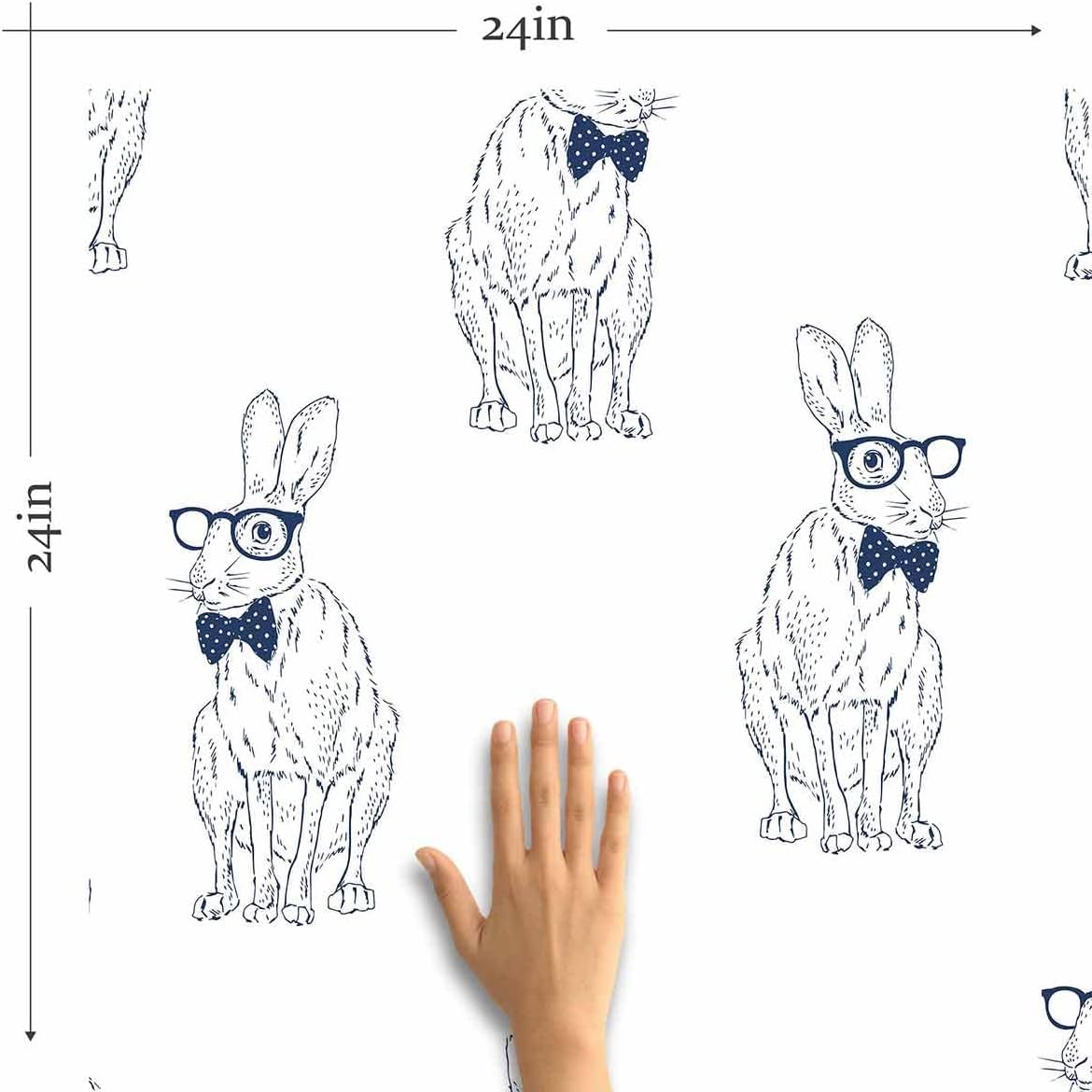 Walls By Me Blue Rabbit Peel and Stick Removable Wallpaper 4962