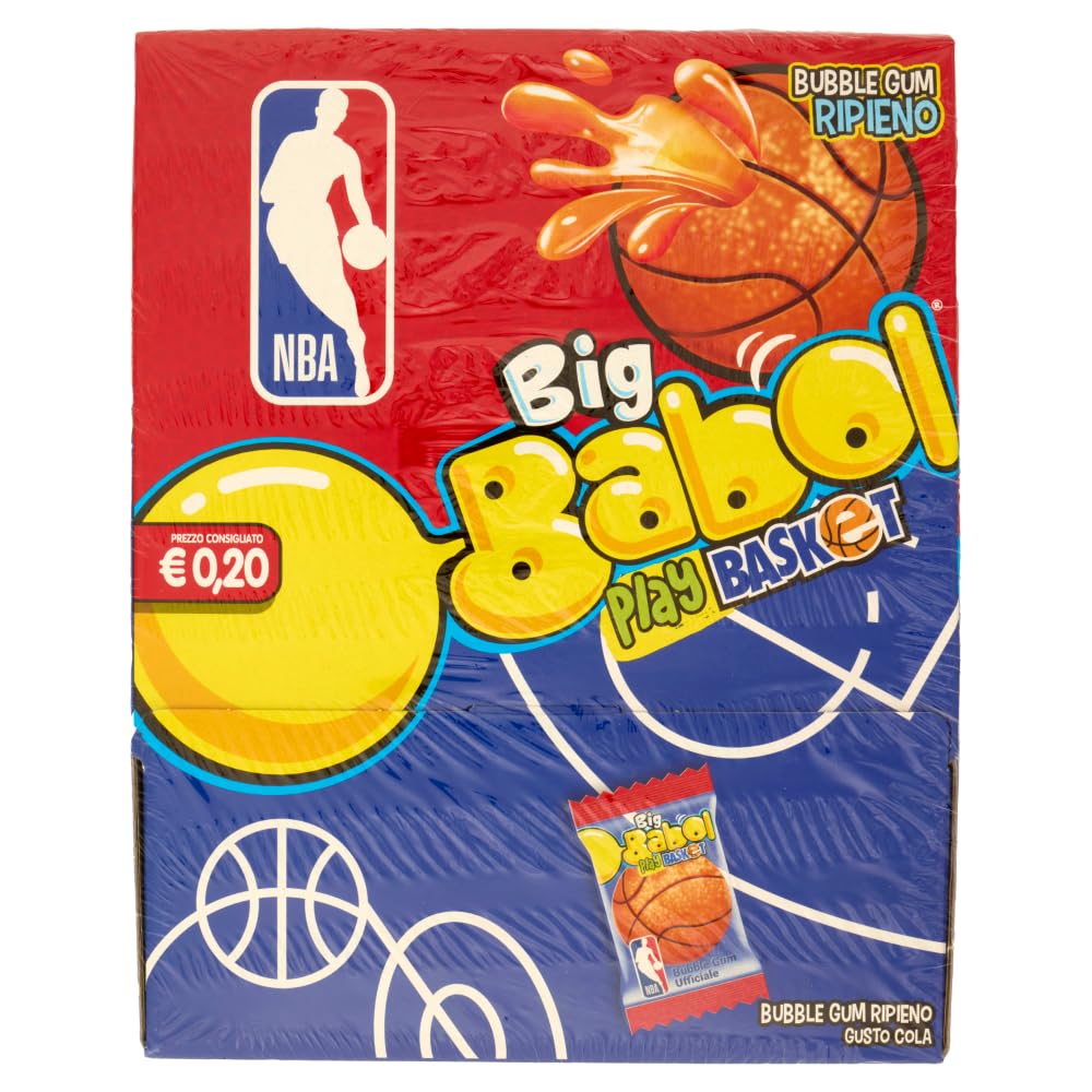 Big Babol Play Basket, Chewing Gum morbido, Gusto Cola, senza Glutine, Confezione da 200 Gomme da Masticare Monoporzione, Incartate Singolarmente da Condividere, per Feste e Compleanni Bambini