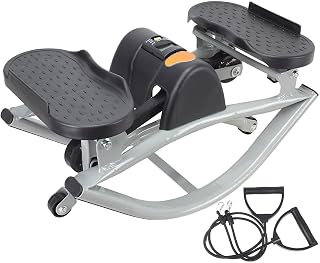 Stepper de fitness – Máquina compacta de , equipo de fitness compacto para el hogar, escalera portátil con monitor LCD y bandas de resistencia, máquina de entrenamiento central para el hogar