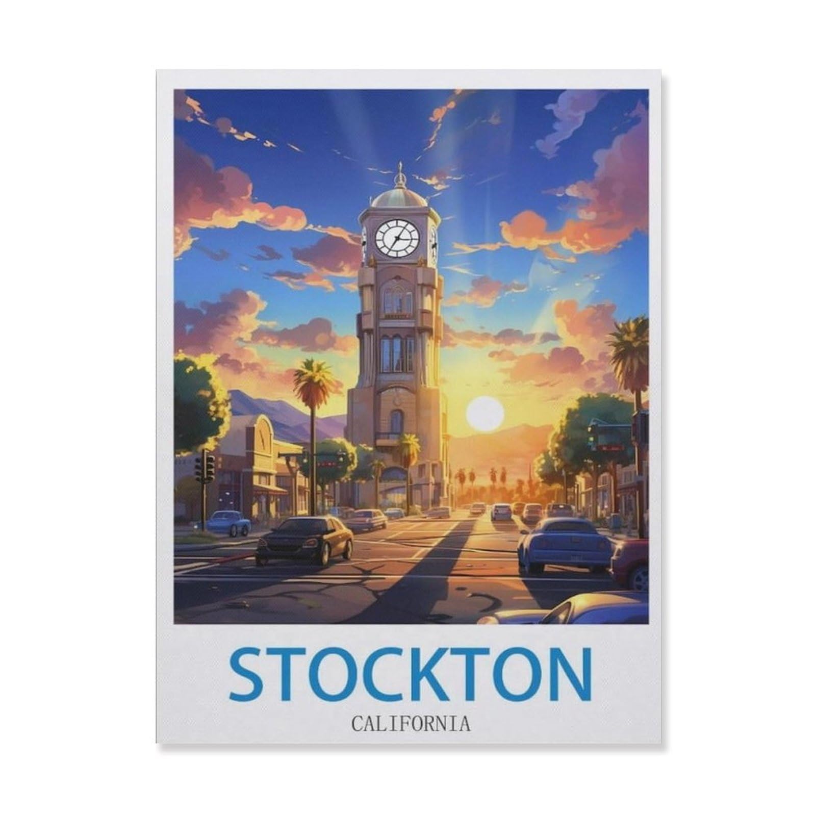 Tin Sign，Stockton California，Retro Plaque Vintage Iron Painting Decor Funny Hanging Crafts for Office Bedroom Living Room Club(15x30cm）6x12 inch-EG41