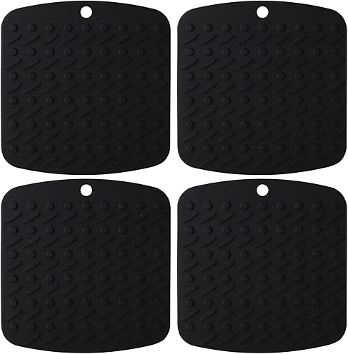 Paquete de 4 salvamanteles de silicona para cocina, antideslizantes, resistentes al calor, salvamanteles para ollas y sartenes calientes, abridor de