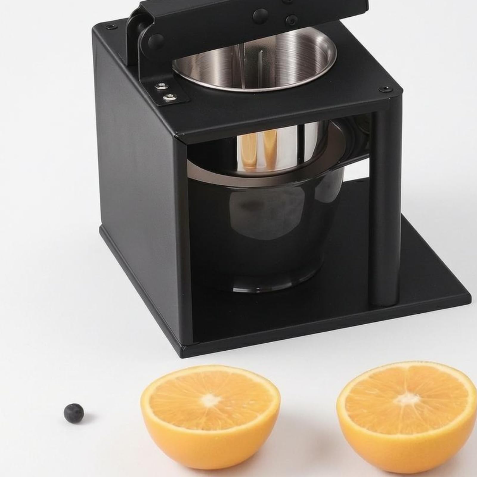 Amagogo Manuel Extracteur Jus Citron Presse Fruit Inoxydable Levier Mécanique Structure Ouverte Socle pour Bol Compact 18x16x18cm Adapté à Comptoir Cuisine Petit Restaurant Food Truck