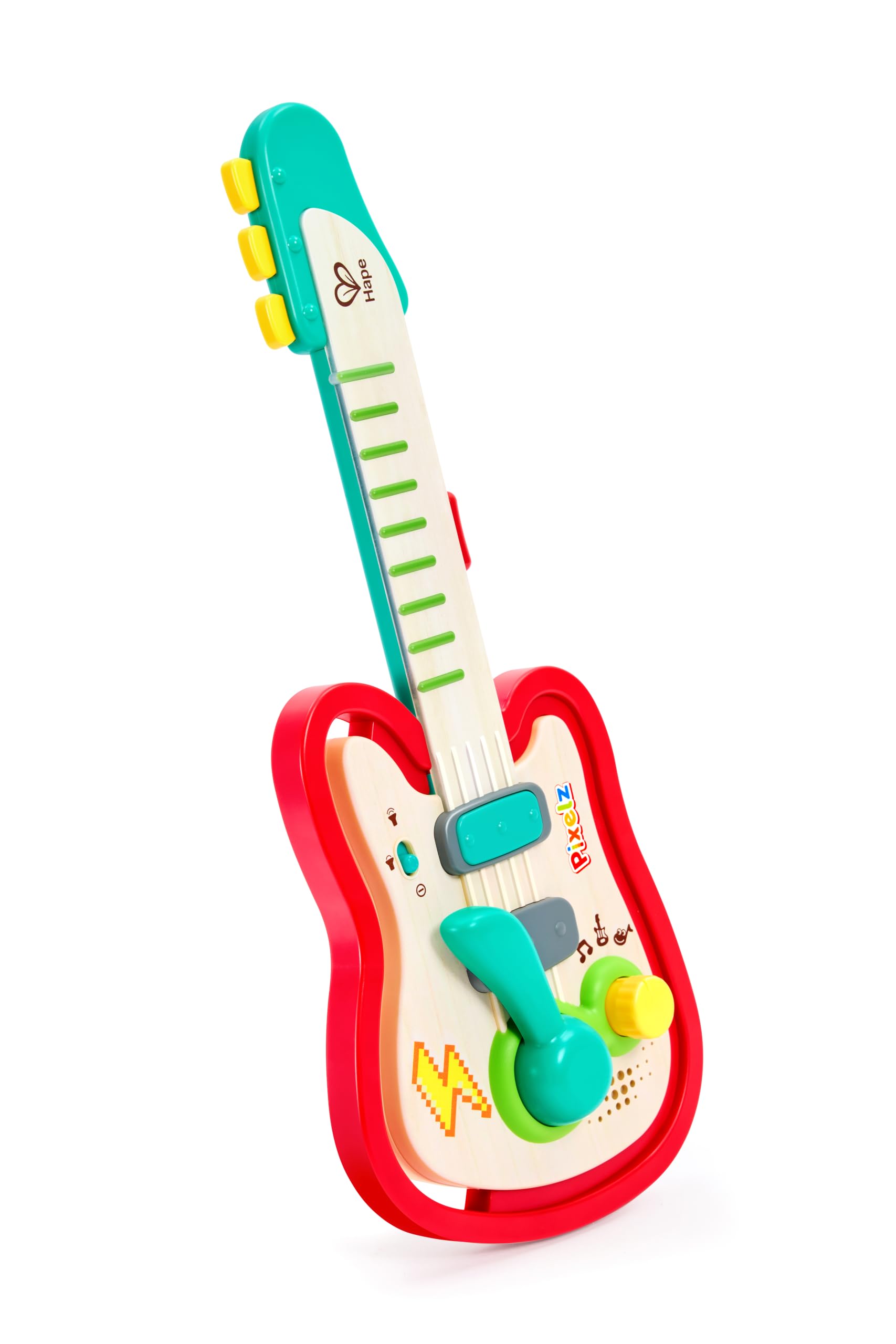 Rainbow Rock Pixel Guitar, Electric Musical Learning Toy with Dynamic LED Lights and Slider Bar, Rhythm Instrument for Toddlers and Kids Ages 3+, Multicolor
