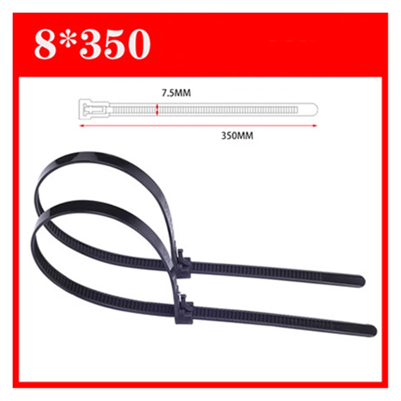 30 Nylon-Kabelbinder 4,6–8 mm x 150–450 mm