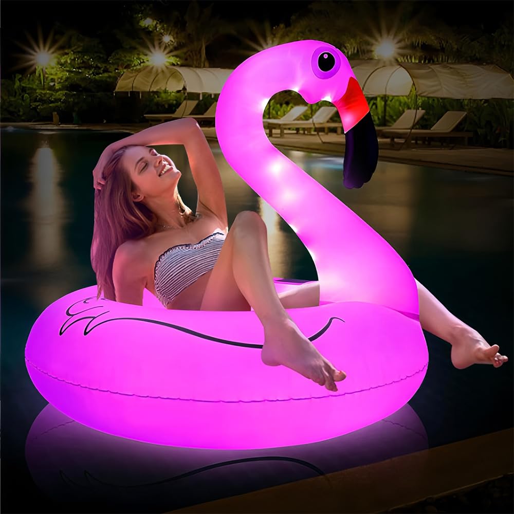 Flamant rose flottant Éclairage solaire de piscine IP68 Gonflable Lumière solaire