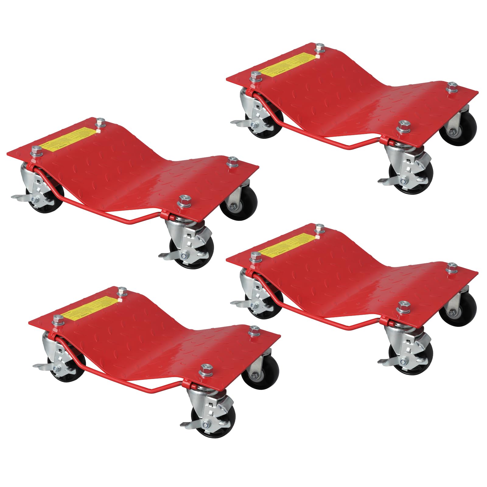 GarveeTech Red Car Dollies Set of 4,Car Wheel Dolly for Garage Moving Car, Vehicle Dolly Heavy Duty for Motorcycles, Disabled Units, Trucks, Dirt Bike