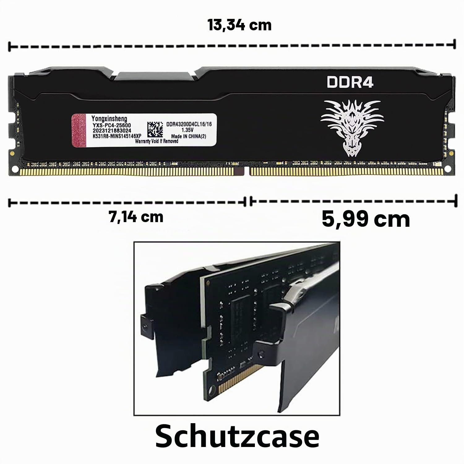 Yongxinsheng DDR4 3200MHz 32GB Kit (16GBx2) Desktop RAM PC4-25600 UDIMM Non-ECC Unbuffered 1.35V 288-Pin CL16 PC Computer Memory Upgrade Module Arbeitsspeicher Support XMP 2.0 Auto Overclocking