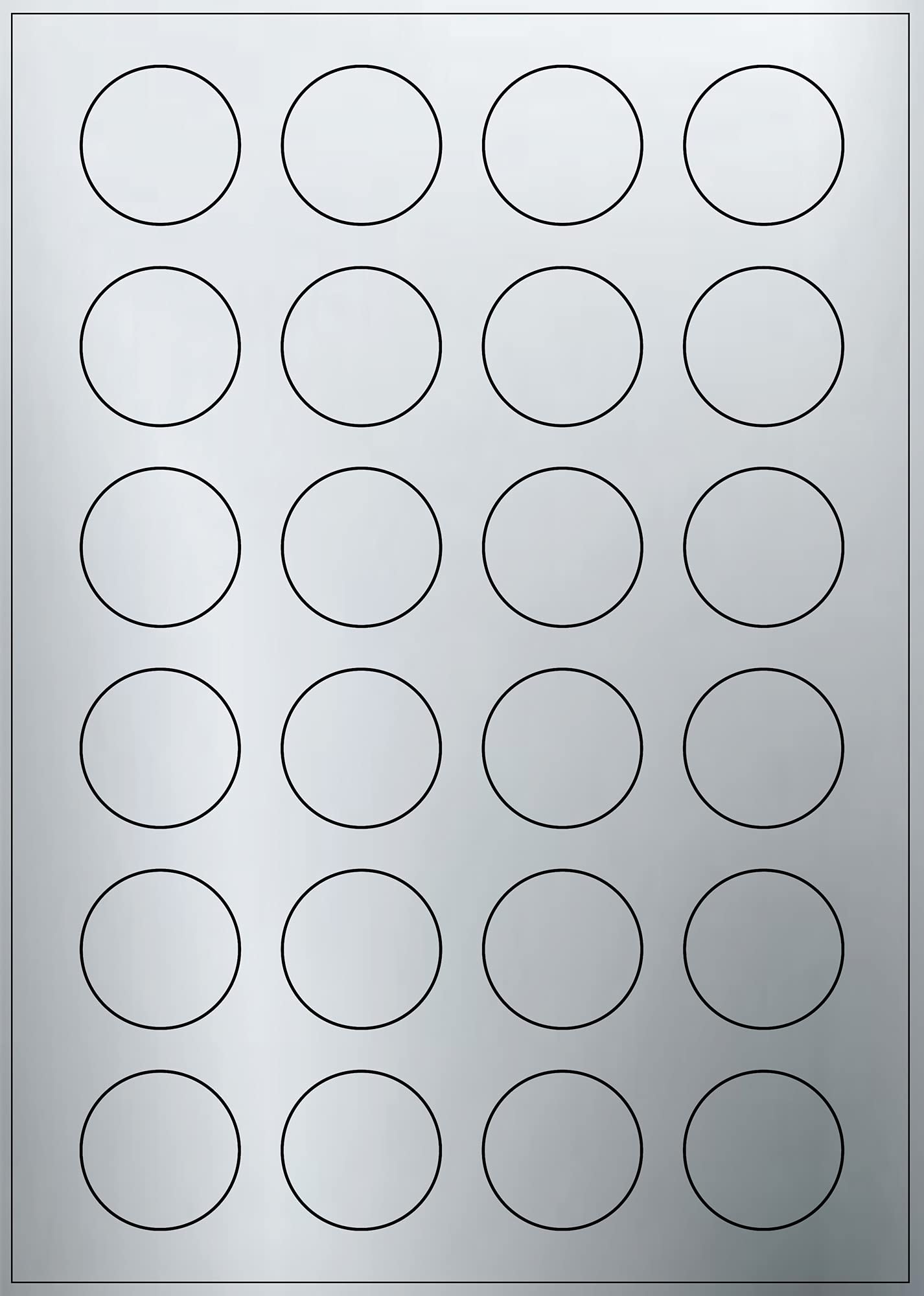 Evergreen Goods A4 Round Precut Sticker Labels - Waterproof Matte Silver | 37mm (24 Labels per Sheet, 240 in Total) 10 Sheets | Inkjet Laser Printable Sticky-Back Self Adhesive Circular Circle Vinyl — image 1