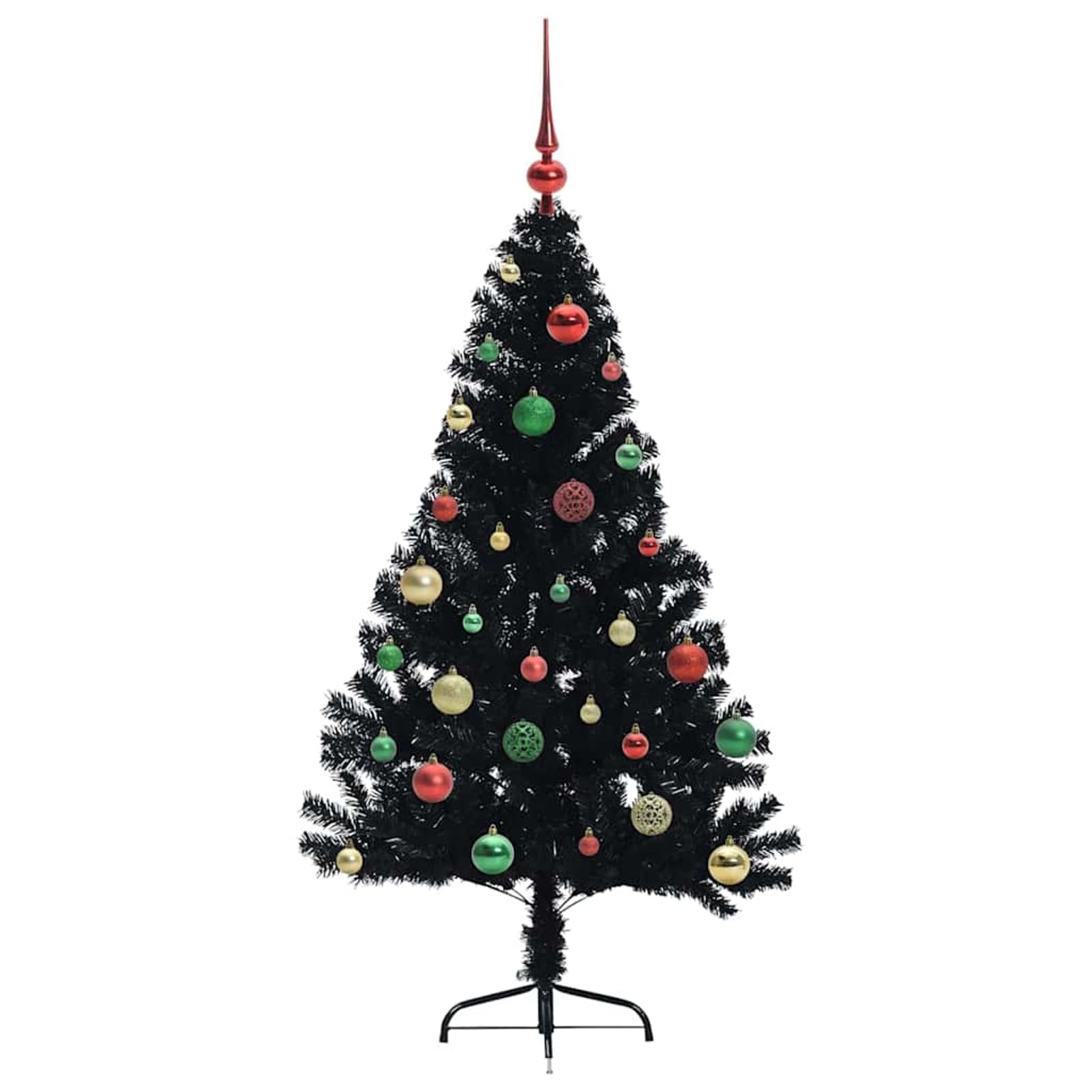 Tidyard Albero di Natale Artificiale con luci Integrate, Albero Natalizio Pre Illuminato LED 150 cm in PVC Nero, Decorazione per Soggiorno Giardino terrazza