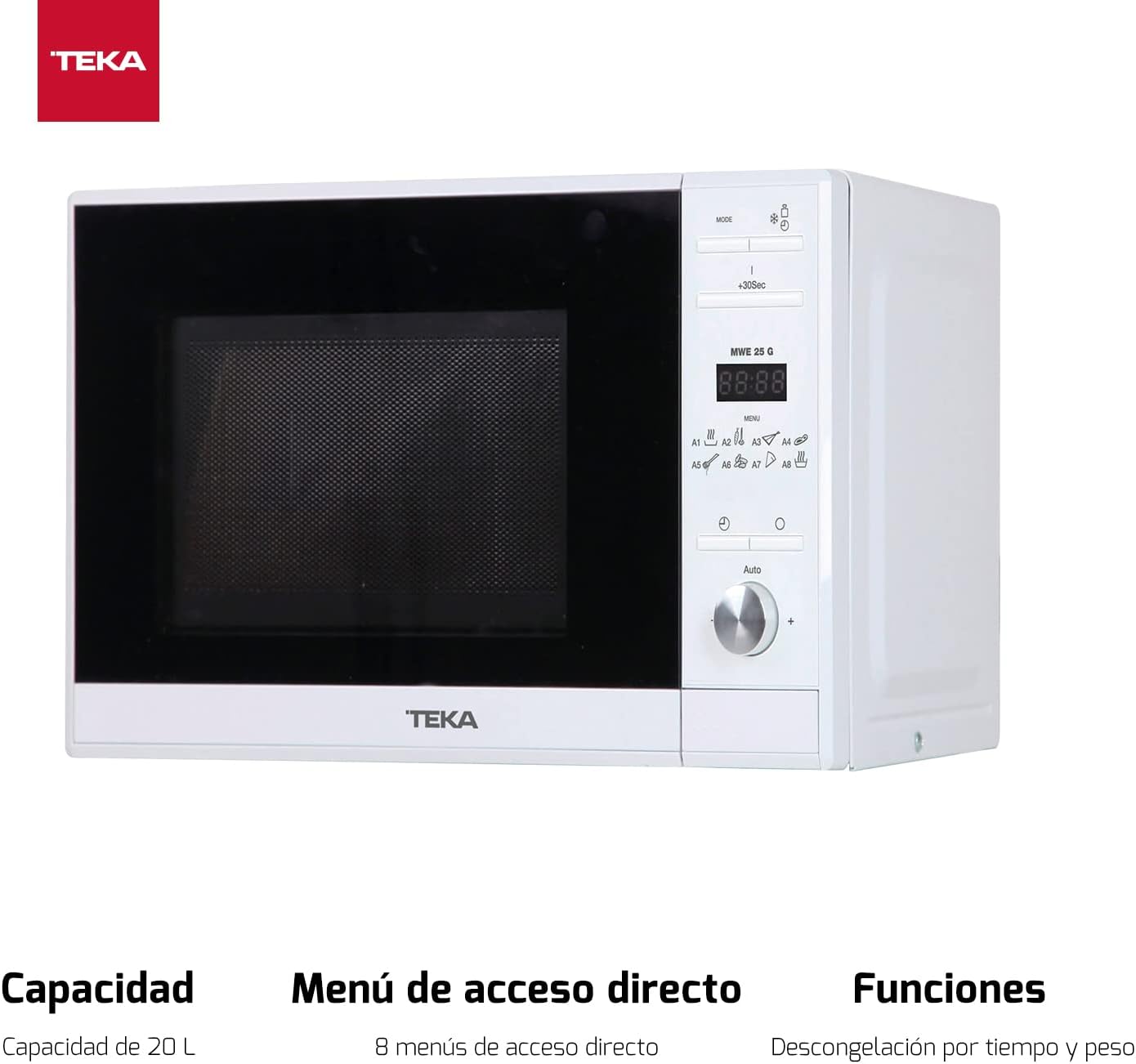 Ovládací panel mikrovlnné trouby TEKA MWE-225 G s ikonami nabídky